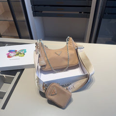 HOBO RE-EDITION MINI BAG 22 IN TAN BROWN RE-NYLON SILVER HARDWARE