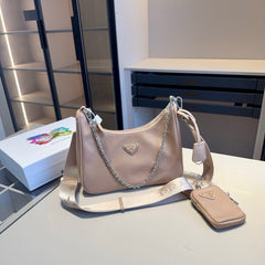 HOBO RE-EDITION BAG 26 IN TAN BROWN RE-NYLON SILVER HARDWARE