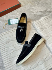 LP LOAFERS 25S IN BLACK SUEDE MIX LAMBSKIN