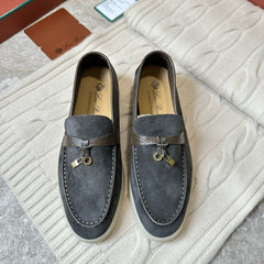 LP LOAFERS 25S IN DARK GREY SUEDE MIX LAMBSKIN