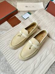 LP LOAFERS 25S IN SOFT BEIGE SUEDE MIX LAMBSKIN