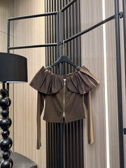 MIUMIU LONG-SLEEVE ZIP-UP TEE STYLE 270