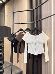 MIUMIU LONG-SLEEVE ZIP-UP TEE STYLE 269