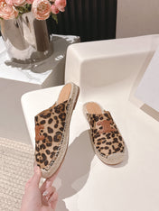 CELINE 25S LES ESPADRILLES MULE IN LEOPARD PRINTED HAIRY CALFSKIN