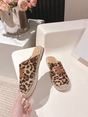 CELINE 25S LES ESPADRILLES MULE IN LEOPARD PRINTED HAIRY CALFSKIN