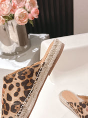 CELINE 25S LES ESPADRILLES MULE IN LEOPARD PRINTED HAIRY CALFSKIN