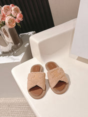 CELINE 25S LYMPIA TWISTED SANDAL IN BEIGE SPONGE FABRIC