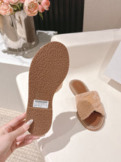 CELINE 25S LYMPIA TWISTED SANDAL IN BEIGE SPONGE FABRIC