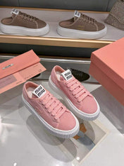 MIUMIU 26S SNEAKER 45MM IN PINK MESH FABRIC