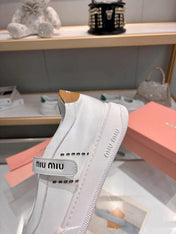 MIUMIU 26S MARY JANE BALLERINAS IN WHITE AND TAN BROWN CALFSKIN