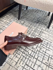 SQUARE TOE OXFORD IN SANGRIA RED SHINY CALFSKIN