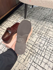 SQUARE TOE OXFORD IN SANGRIA RED SHINY CALFSKIN