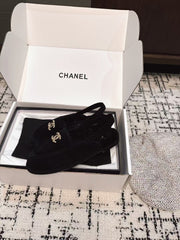 SLINGBACK LOAFER IN BLACK SUEDE AND SHEARLING