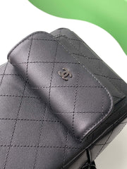 SMALL BACKPACK 25 IN BLACK CALFSKIN BLACK CHAIN