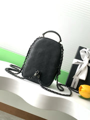 SMALL BACKPACK 25 IN BLACK CALFSKIN BLACK CHAIN