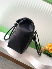 CHANEL CAMBON LARGE FLAP 25S 33 CM IN BLACK CALFSKIN WITH WHITE LOGO