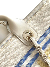 SHOPPING BAG 38 IN WHITE BLUE AND YELLOW CANVAS