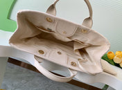 SHOPPING BAG 38 IN WHITE BLUE AND YELLOW CANVAS