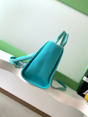 CHANEL 25S TOTE BAG 33 IN TURQUOISE BLUE CANVAS
