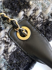 CHANEL 25S SHOPPING BAG 40 IN BLACK MIX GREY TWEED