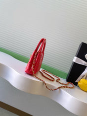 CHANEL 25S MINI KELLY BAG 13 IN RED LAMBSKIN WITH GOLD HARDWARE