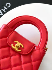 CHANEL 25S MINI KELLY BAG 13 IN RED LAMBSKIN WITH GOLD HARDWARE