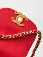 CHANEL 25S MINI KELLY BAG 19 IN RED LAMBSKIN WITH GOLD HARDWARE