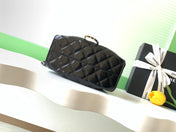 CHANEL 25S HOBO BAG 22 IN BLACK GLOSSY CALFSKIN WITH GOLD HARDWARE