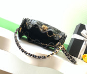 CHANEL 25S HOBO BAG 22 IN BLACK GLOSSY CALFSKIN WITH GOLD HARDWARE