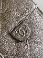 CHANEL 25S HOBO BAG 30 IN LILAC SILVER METALLIC CAVIAR