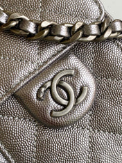 CHANEL 25S HOBO BAG 22 IN LILAC SILVER METALLIC CAVIAR