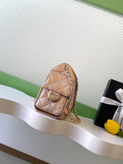 CHANEL 25S HOBO BAG 22 IN ROSE METALLIC CAVIAR