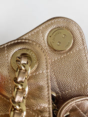 CHANEL 25S HOBO BAG 22 IN ROSE METALLIC CAVIAR