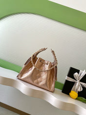 CHANEL 25S HOBO BAG 30 IN ROSE METALLIC CAVIAR