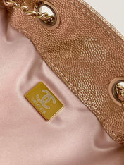 CHANEL 25S HOBO BAG 30 IN ROSE METALLIC CAVIAR