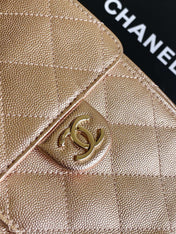 CHANEL 25S HOBO BAG 30 IN ROSE METALLIC CAVIAR