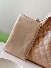 CHANEL 25S HOBO BAG 40 IN ROSE METALLIC CAVIAR