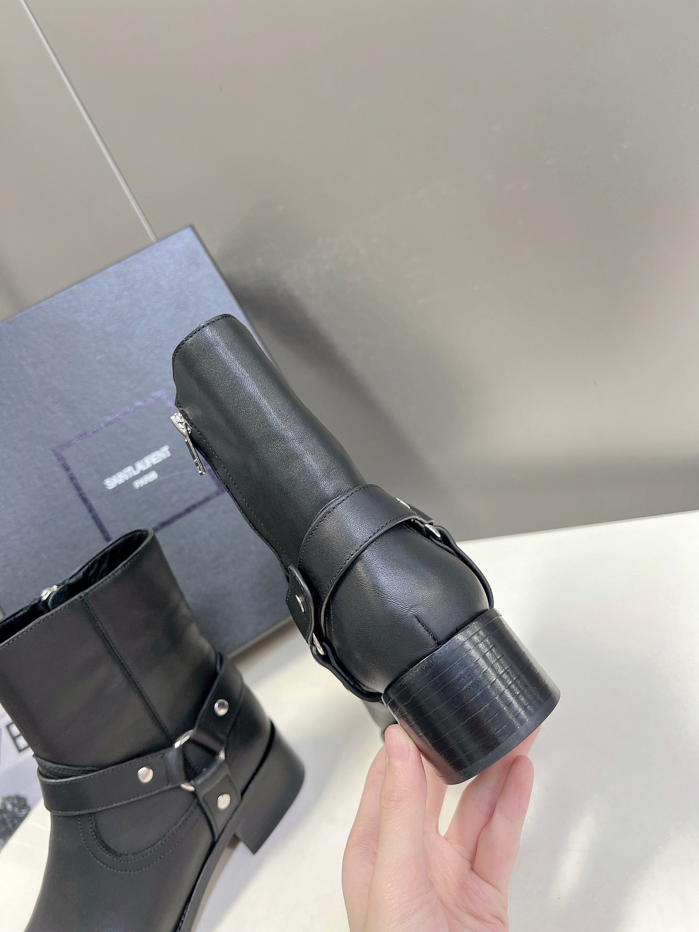 SL HARNESS BOOTS BLACK CALFSKIN