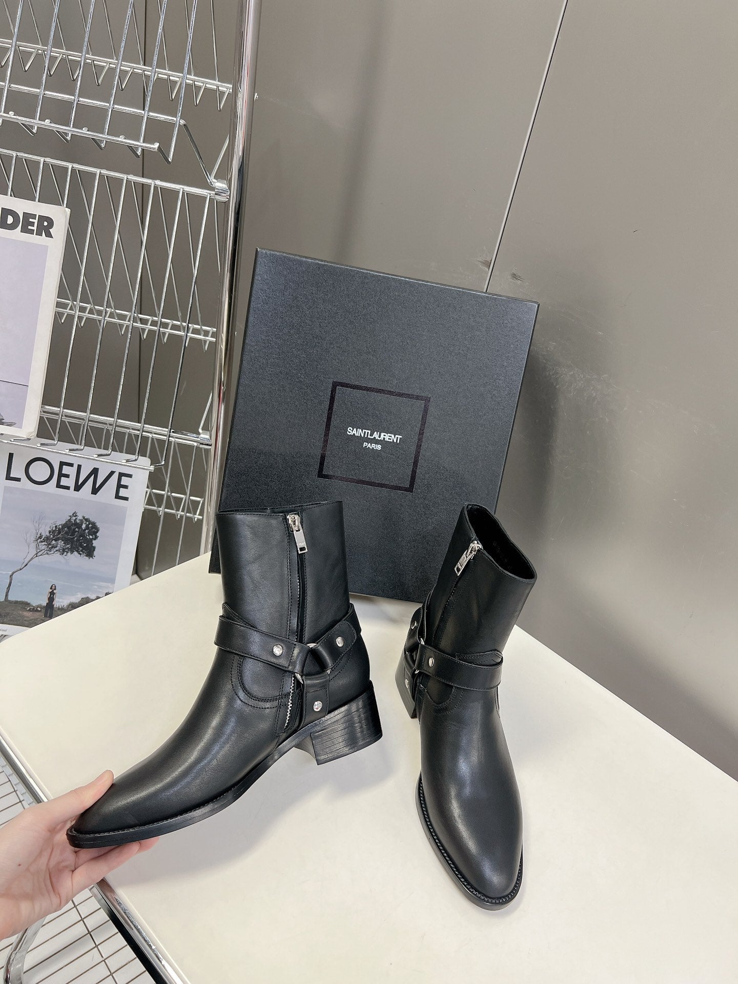 SL HARNESS BOOTS BLACK CALFSKIN