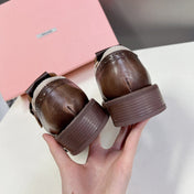 UNIQUE THICK-SOLED OXFORD SHOES WOOD MIX CREAM CALFSKIN