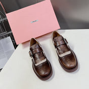 UNIQUE THICK-SOLED OXFORD SHOES WOOD MIX CREAM CALFSKIN