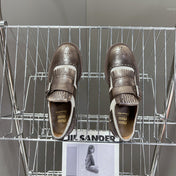 UNIQUE THICK-SOLED OXFORD SHOES BROWN MIX CREAM CALFSKIN