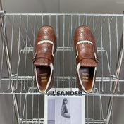 UNIQUE THICK-SOLED OXFORD BRIGHT BROWN MIX CREAM CALFSKIN