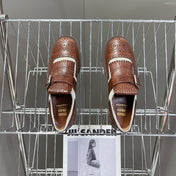 UNIQUE THICK-SOLED OXFORD BRIGHT BROWN MIX CREAM CALFSKIN