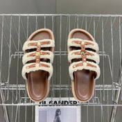 TIPPI SLIDE IN SHEARLING AND CALFSKIN TAN / NATURAL