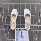 BALLET FLAT SHOES WHITE GLOSSY SHEEPSKIN