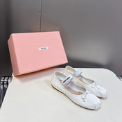 BALLET FLAT SHOES WHITE GLOSSY SHEEPSKIN