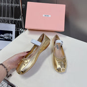 BALLET FLAT SHOES METALLIC GOLD SHEEPSKIN