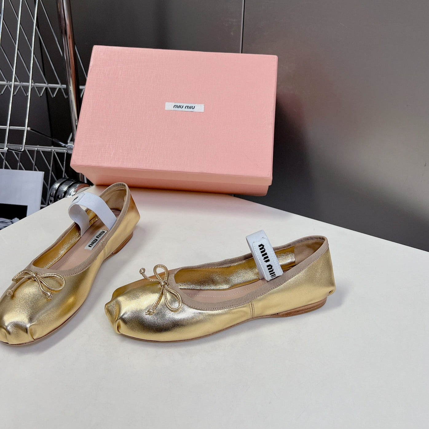 BALLET FLAT SHOES METALLIC GOLD SHEEPSKIN