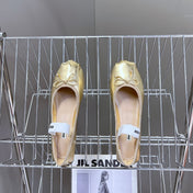 BALLET FLAT SHOES METALLIC GOLD SHEEPSKIN